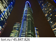 Бизнес-центр "Москва-Сити". Ночной вид (2024 год). Стоковое фото, фотограф Александр Тараканов / Фотобанк Лори