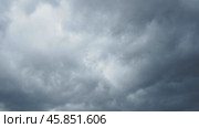A blanket of dark clouds envelops the skyline, signaling an impending storm. The atmosphere becomes tense as the wind picks up and evening sets in. Time lapse. Стоковое видео, видеограф Юлия Петровская / Фотобанк Лори