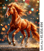2026 is the year of the red fire Horse according to the eastern calendar. In Chinese tradition, fire is associated with life, vitality and light. Стоковое AI-изображение, AI-художник Сергей Елизарьев / Фотобанк Лори