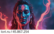 Modern Interpretation of Lord Shiva in Vibrant Neon Colors Showcasing Divine Energy and Celebration of Spirituality. Стоковое видео, видеограф Sergey Grishin / Фотобанк Лори