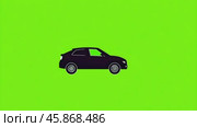 Car on a green screen. Black sedan car motion isolated on green background. The Auto is moving animated on chroma key backdrop. 2D Animation. 4K Video. Vehicle whose wheels are spinning and is driving. Стоковое AI-видео, аниматор Марина Демидюк / Фотобанк Лори
