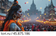 Celebration of Maha Shivaratri in an Indian City With Vibrant Festivities and Cultural Displays. Стоковое AI-видео, аниматор Sergey Grishin / Фотобанк Лори