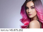 Blushing Beauty: Close-Up of Stunning Pink Ombre Hair. Стоковое AI-изображение, AI-художник Анна Маркина / Фотобанк Лори