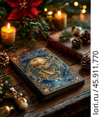 Deck of tarot cards. Tarot cards are a deck of cards used since the mid-14th century in various parts of Europe for playing card games (Italian tarocchi, French tarot and Austrian Königrufen), many of which are still played today. Since the late 18th century, tarot cards have also been used for fortune telling. Стоковое AI-изображение, AI-художник Сергей Елизарьев / Фотобанк Лори