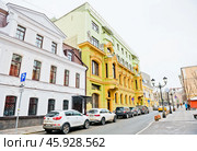 Вид на особняк Николая Терентьева. Петровский переулок. Москва. Россия. Редакционное фото, фотограф E. O. / Фотобанк Лори