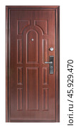 Model of entrance metal door isolated on white background. Стоковое фото, фотограф Елена  Попкова / Фотобанк Лори