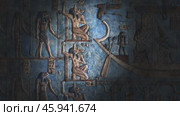 Hieroglyphic carvings and paintings on wall. Стоковое видео, видеограф Михаил Коханчиков / Фотобанк Лори