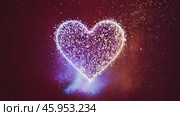 Colorful powder particles exploding forming a heart shape against a dark background. Glitter dust creating a vibrant dynamic visual heart-shaped form. Sparkle grains.14 February Valentine's Day. Стоковое AI-видео, аниматор Марина Демидюк / Фотобанк Лори