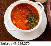 Russian meat soup Solyanka. Стоковое фото, фотограф Яков Филимонов / Фотобанк Лори