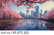 Beautiful Japanese Sakura Cherry Blossom Trees Blooming White and Pink Flowers Natural Cinematic 4K Slowmotion Footage. Стоковое AI-видео, аниматор ALLA YURTAYEVA / Фотобанк Лори