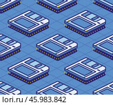 Isometric Floppy Magnetic Disk Seamless Pattern. Concept 80s and 90s. Стоковая иллюстрация, иллюстратор Игорь Сорокин / Фотобанк Лори
