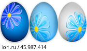 Easter holiday illustration. Eggs and blue flowers. Пасхальная иллюстрация. Яйца и голубые цветы. Стоковая иллюстрация, иллюстратор Александр Рыбалка / Фотобанк Лори