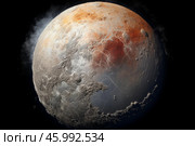 Pluto planet rotating in the outer space with detailed surface. Стоковое AI-изображение, AI-художник Иван Рябоконь / Фотобанк Лори