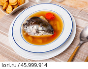 Portion of salmon offal soup. Стоковое фото, фотограф Яков Филимонов / Фотобанк Лори