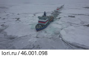 Ледокол проекта Арктика проводит суда по Северному морскому пути в Северном Ледовитом океане (2022 год). Редакционное видео, видеограф Максим Антипин / Фотобанк Лори