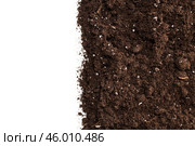 Soil or dirt section isolated on white background. Стоковое фото, фотограф Сергей Толмачёв / Фотобанк Лори