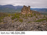 Осень в горах в окрестностях Усть-Неры. Республика Саха (Якутия), Оймяконский район. Стоковое фото, фотограф Павел Просянов / Фотобанк Лори