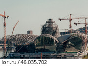 Baku, Azerbaijan, 20 August 2016, Construction of Caspian Waterfront Mall. Редакционное фото, фотограф Spirit River / Фотобанк Лори