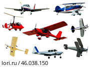 Gyroplanes and gliders isolated on white background. Стоковое фото, фотограф Яков Филимонов / Фотобанк Лори