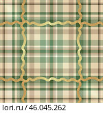 Vector seamless tartan texture with golden gradient stripes, For textiles, wallpaper and packaging. Стоковая иллюстрация, иллюстратор Ольга Дроздова / Фотобанк Лори