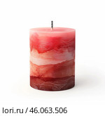 Extinguished red layered candle on white background. Стоковое AI-изображение, AI-художник Иван Рябоконь / Фотобанк Лори