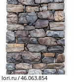 Gabion wall showing colorful stones and metal mesh. Стоковое AI-изображение, AI-художник Иван Рябоконь / Фотобанк Лори