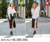 Common mistakes in female posing and how to avoid them. Photo poses. Стоковое фото, фотограф Андрей Аркуша / Фотобанк Лори
