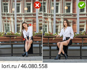Common mistakes in female posing and how to avoid them. Photo poses. Стоковое фото, фотограф Андрей Аркуша / Фотобанк Лори