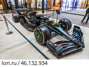 Mercedes AMG PETRONAS F1 Team Car. Formula 1 Racing Machine. London, UK, 4 July 2023. Редакционное фото, фотограф Zydrius Tartenis / Фотобанк Лори