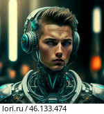 Иллюстрация киборга. Стоковое AI-изображение, AI-художник ольга скальская / Фотобанк Лори