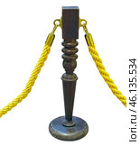 Заградительный барьер из каната и стойки. Barrier rope on white background. Стоковое фото, фотограф Татьяна Д / Фотобанк Лори