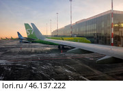Aircraft of S7 Airlines parked at Novosibirsk Tolmachevo Airport . Редакционное фото, фотограф Сергей Пристяжнюк (Serg Zastavkin) / Фотобанк Лори