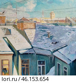 Frost in Saint-Petersburg, oil painting. Стоковая иллюстрация, иллюстратор Aleksandra Serova / Фотобанк Лори