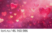A romantic composition featuring layered hearts flowing in smooth wavy patterns. The addition of shimmering sparkles and soft gradient tones enhances the enchanting and whimsical ambiance, making it a perfect love-inspired design. Стоковое AI-видео, аниматор Антонина Черепкова / Фотобанк Лори