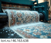 Automatic washing and cleaning of carpets. Industrial line for washing carpets. Стоковое AI-изображение, AI-художник Евгений Ткачёв / Фотобанк Лори