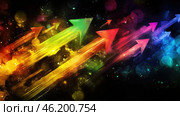 Colorful arrows in motion creating a dynamic burst of energy and vibrancy. Стоковое AI-изображение, AI-художник Александр Довянский / Фотобанк Лори