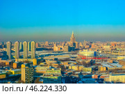 Город Москва. Ходынское поле. Дворец спорта «Мегаспорт» имени А. В. Тарасова. Вид с высоту птичьего полета (2012 год). Редакционное фото, фотограф Зобков Юрий / Фотобанк Лори