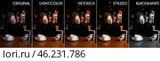 Before and after portrait processing in photo editor, collage set pictures. Beauty model woman before and after retouching with photo editors. Edited photos being compared concept. Copy ad text space. Стоковое фото, фотограф Aleksandr Golubev / Фотобанк Лори