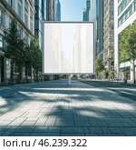 Modern urban billboard mockup with blank space for advertising in cityscape. Стоковое AI-изображение, AI-художник Olga Didraga / Фотобанк Лори