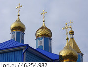 Купола храма святых апостолов Петра и Павла. Белоруссия, Брестская область, город Кобрин, улица Первомайская, 86 (2020 год). Стоковое фото, фотограф Алексей Иванов / Фотобанк Лори