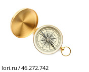 Golden compass on white background. Стоковое фото, фотограф Pixel_shot / Фотобанк Лори