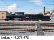 Советский паровоз  ФД20-2109  на шоу ретро локомотивов. Железнодорожный форум "PRO//Движение.Экспо". Санкт-Петербург (2023 год). Редакционное фото, фотограф Виктор Карасев / Фотобанк Лори