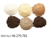 Heaps of different soils on white background. Стоковое фото, фотограф Pixel_shot / Фотобанк Лори
