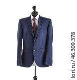 Custom tailored jacket and shirt on mannequin against white background. Стоковое фото, фотограф Pixel_shot / Фотобанк Лори