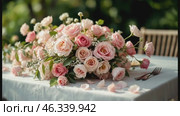 celebration of love through beautiful pink flower arrangement, celebration bringing joy to hearts, celebration inspiring creativity, celebration admired globally. Стоковое AI-видео, аниматор Анна Маркина / Фотобанк Лори