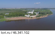 Aerial view on St. George Orthodox Male Monastery (2018 год). Стоковое видео, видеограф Михаил Коханчиков / Фотобанк Лори