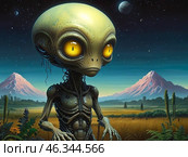 Иллюстрация инопланетян. Стоковое AI-изображение, AI-художник ольга скальская / Фотобанк Лори