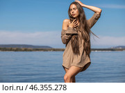 Portrait of a young beautiful brunette girl. Стоковое фото, фотограф Андрей Аркуша / Фотобанк Лори