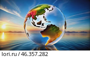 Explore a Vibrant World of Flowers and Nature Enveloping Earth Reflected in Tranquil Waters Under a Serene Sky. Стоковое AI-видео, аниматор Оксана Медведева / Фотобанк Лори