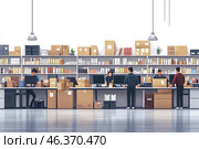 Складское помещение, офис, прием и выдача товаров. Стоковое AI-изображение, AI-художник Щеголева Ольга / Фотобанк Лори